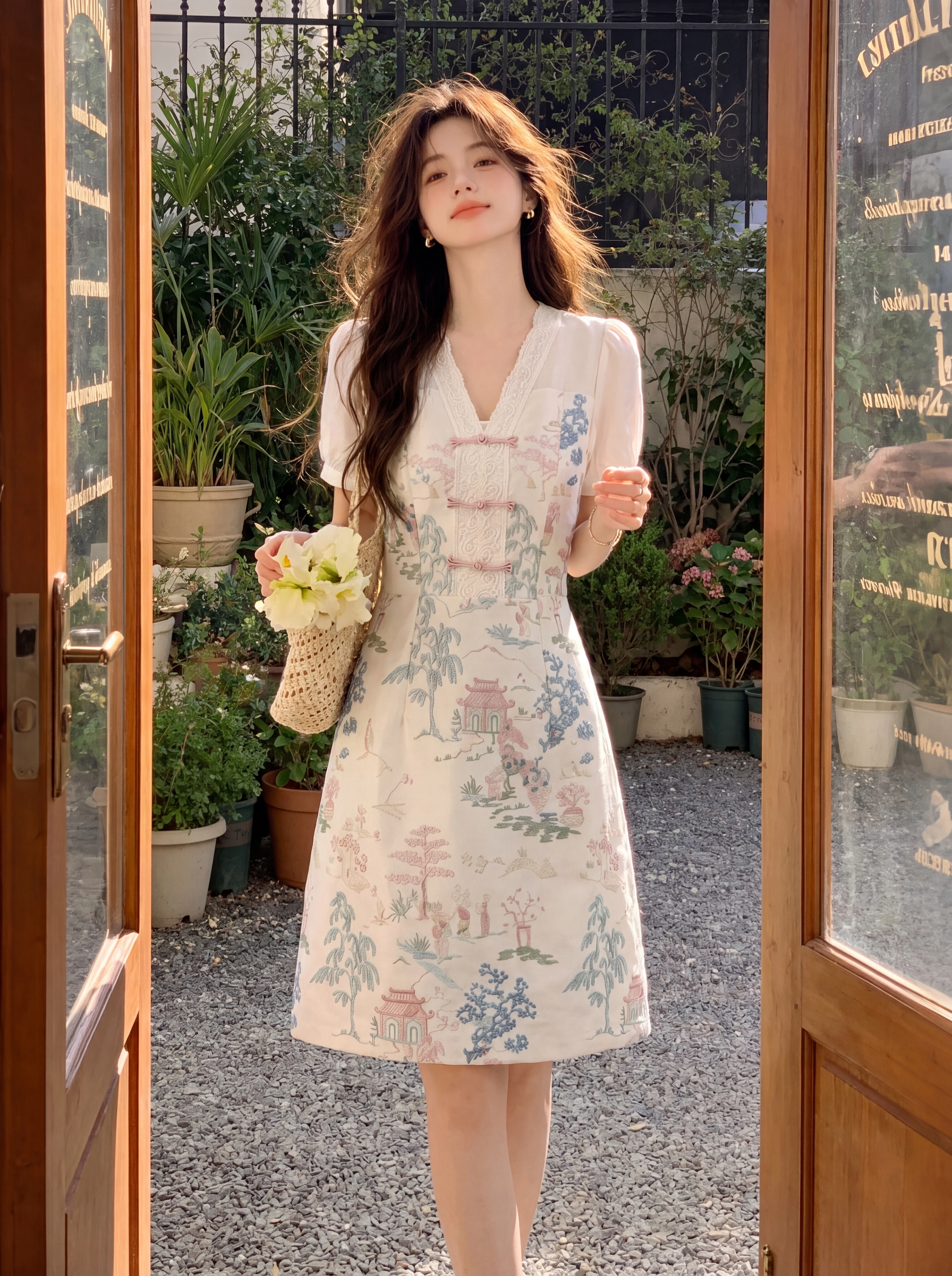 Stunning Unique Chinese Style Women's Dress Slimming Waist Design New Summer Fashion Sporty Polyester Fiber Short Sleeve V-Neck
Stunning Unique Chinese Style Women's Dress Slimming Waist Design New Summer Fashion Sporty Polyester Fiber Short Sleeve V-Neck
