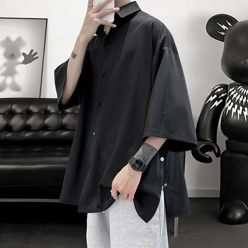Summer Short Sleeved Shirt Men Oversized Social Mens Black Dress Shirt Korean Loose Casual Ice Silk Shirt Mens White Shirts
Summer Short Sleeved Shirt Men Oversized Social Mens Black Dress Shirt Korean Loose Casual Ice Silk Shirt Mens White Shirts