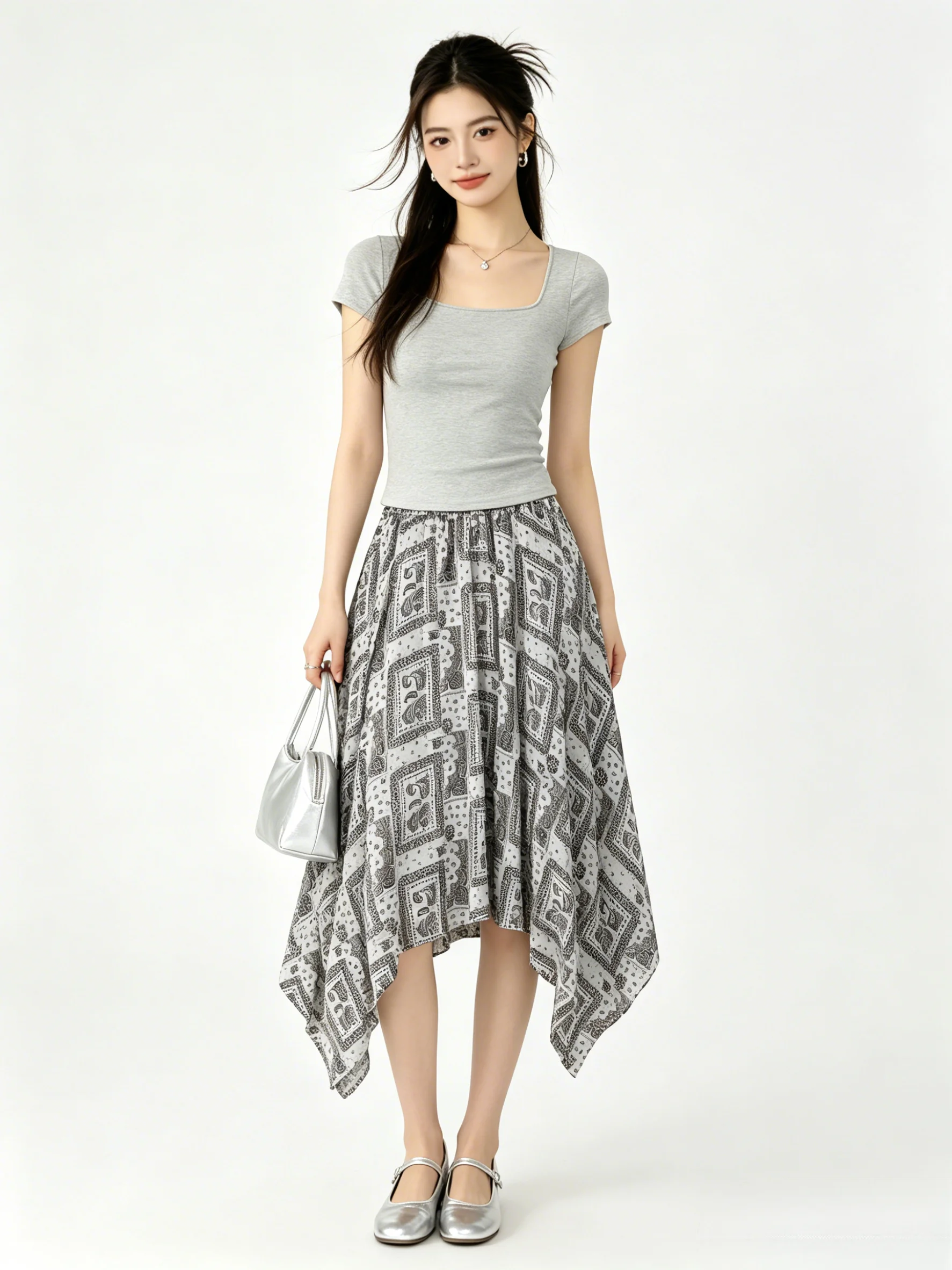 Elegant Retro Casual Style Asymmetrical Hem A-Line Midi Skirt Women High Waist Loose Fit Breathable Skin-Friendly Summer 2026
Elegant Retro Casual Style Asymmetrical Hem A-Line Midi Skirt Women High Waist Loose Fit Breathable Skin-Friendly Summer 2026
