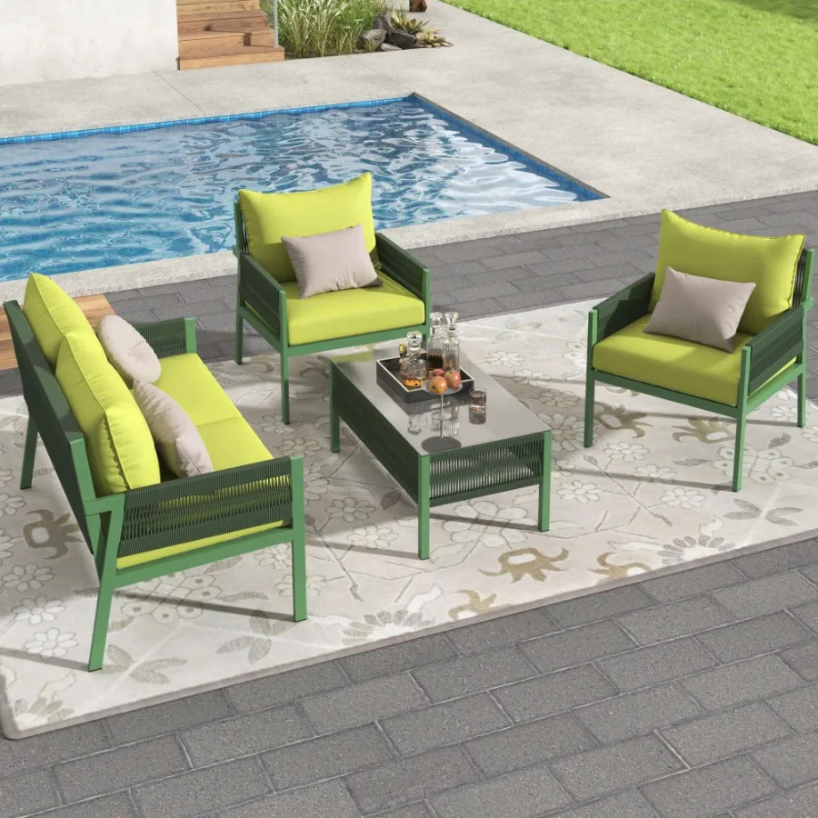 KK 4Piece Rope Patio Furniture Set Outdoor Furniture with Tempered Glass Table Patio Conversation Set Deep Seating with Thick C
KK 4Piece Rope Patio Furniture Set Outdoor Furniture with Tempered Glass Table Patio Conversation Set Deep Seating with Thick C