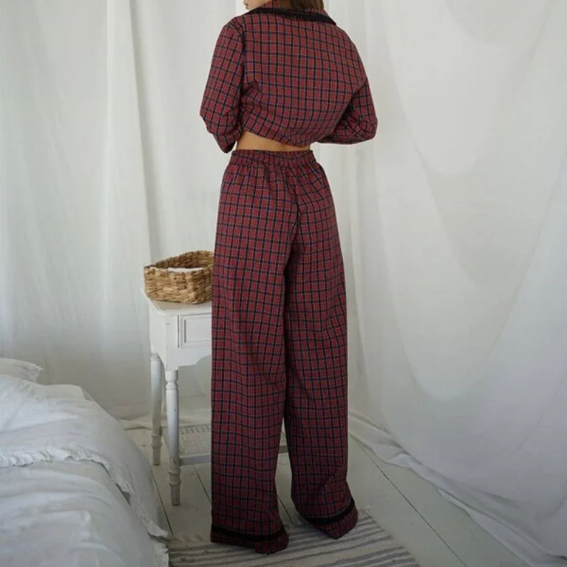 Sexy Flannel Buffalo Plaid Pajamas for Women Set Bow Tie Long Sleeve Babydoll Top Matching Pjs Pants Gingham Pajama Sets
Sexy Flannel Buffalo Plaid Pajamas for Women Set Bow Tie Long Sleeve Babydoll Top Matching Pjs Pants Gingham Pajama Sets