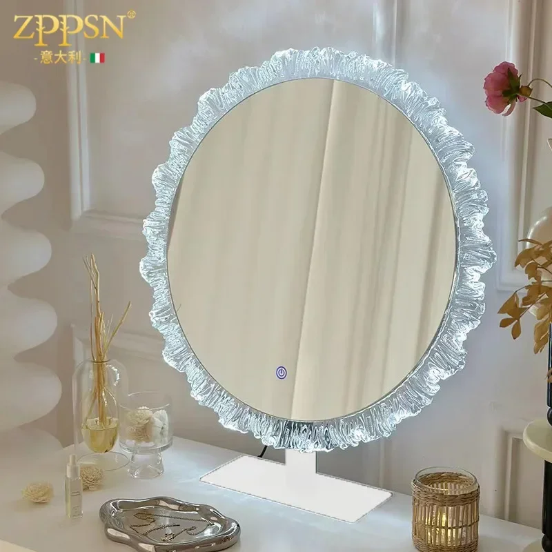 Intelligent ambient light emitting special shape makeup mirror desktop bedroom high-end feeling
Intelligent ambient light emitting special shape makeup mirror desktop bedroom high-end feeling