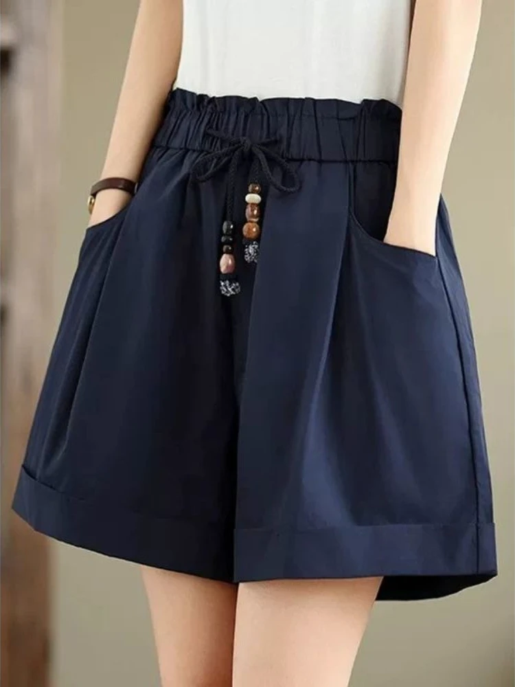 2026 Summer Loose Shorts Elastic Waist Drawstring Casual Shorts for Women Solid Color A-line Comfortable Wide Leg Shorts Women
2026 Summer Loose Shorts Elastic Waist Drawstring Casual Shorts for Women Solid Color A-line Comfortable Wide Leg Shorts Women