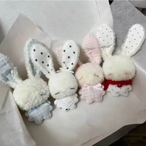 New Kawaii New Mini Angel Bunny Plush Keychain Cute Soft Rabbit Stuffed Toy Hanging Pendant