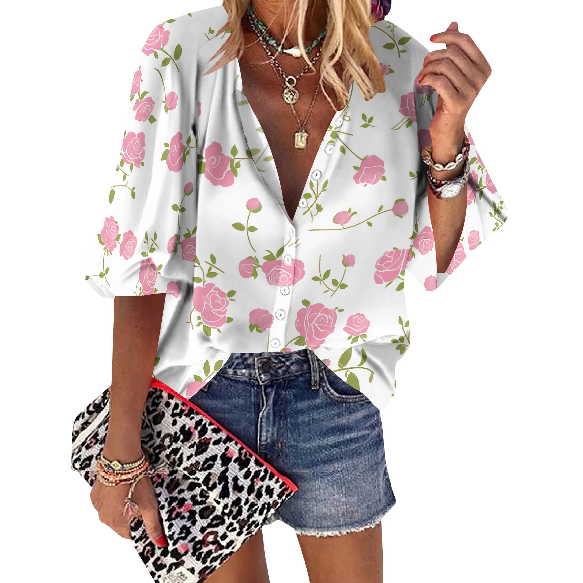 Womens Button Vintage Dainty Pink Rose Florals Shirt Short Sleeve Classic Collared Flower Tops Work Office Casual Blouse
Womens Button Vintage Dainty Pink Rose Florals Shirt Short Sleeve Classic Collared Flower Tops Work Office Casual Blouse