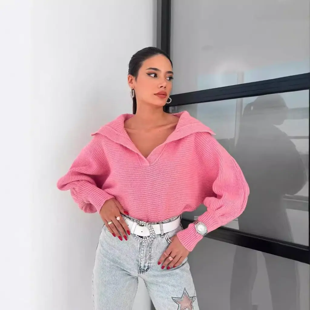 Women's Lazy Loose Lantern Sleeve Pullover Short Sweater Open Collar Autumn Winter Fashion by
Women's Lazy Loose Lantern Sleeve Pullover Short Sweater Open Collar Autumn Winter Fashion by