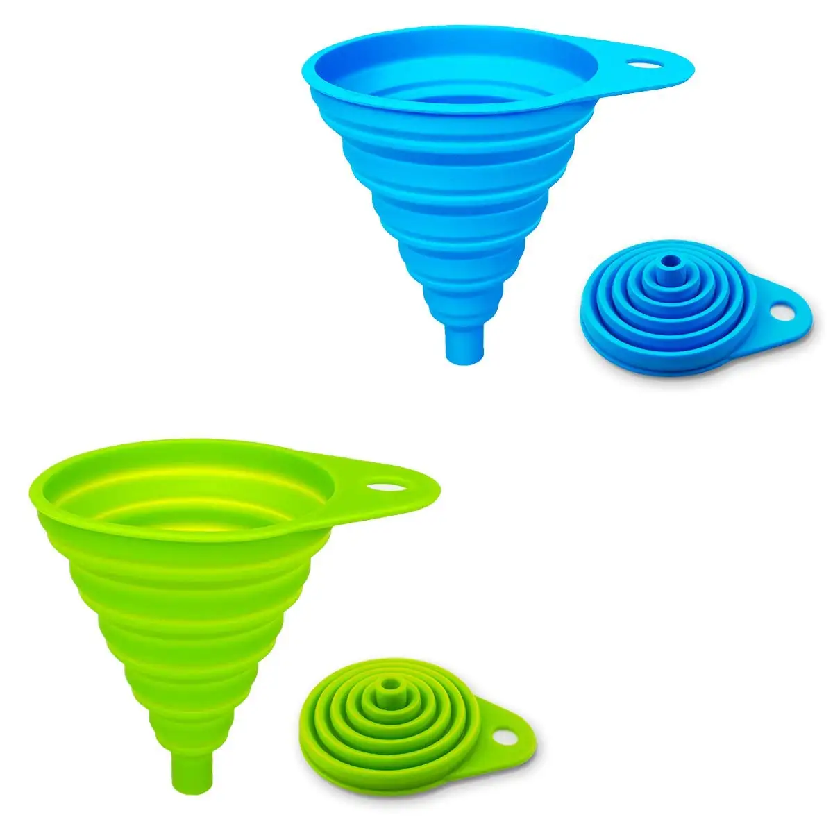 2 Pack Collapsible Silicone Funnels, Flexible Foldable Kitchen Funnel for Water Bottle Liquid Transfer, Wide and Narrow Mouth Funnels (Green & Blue)
2 Pack Collapsible Silicone Funnels, Flexible Foldable Kitchen Funnel for Water Bottle Liquid Transfer, Wide and Narrow Mouth Funnels (Green & Blue)