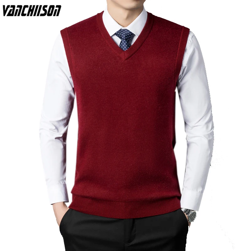 Mens Wool Knit Tank Jumpers Basic Sweater Sleeveless for Autumn Winter V Neck Office Formal Style Dad Father Clothing 01059
Mens Wool Knit Tank Jumpers Basic Sweater Sleeveless for Autumn Winter V Neck Office Formal Style Dad Father Clothing 01059