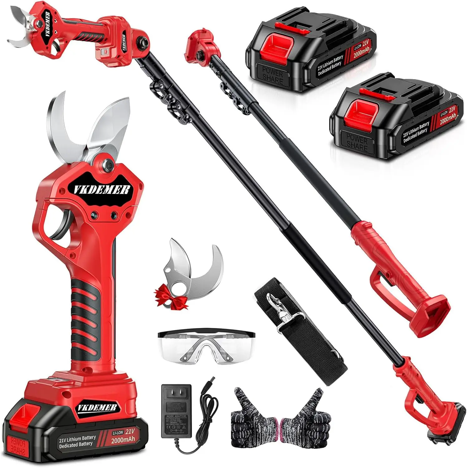 Cordless Electric Pruning Shears With Extension Pole 2 Inch Cutting Diameter 2 Batteries Charger Blades For Tree Trimming
Cordless Electric Pruning Shears With Extension Pole 2 Inch Cutting Diameter 2 Batteries Charger Blades For Tree Trimming