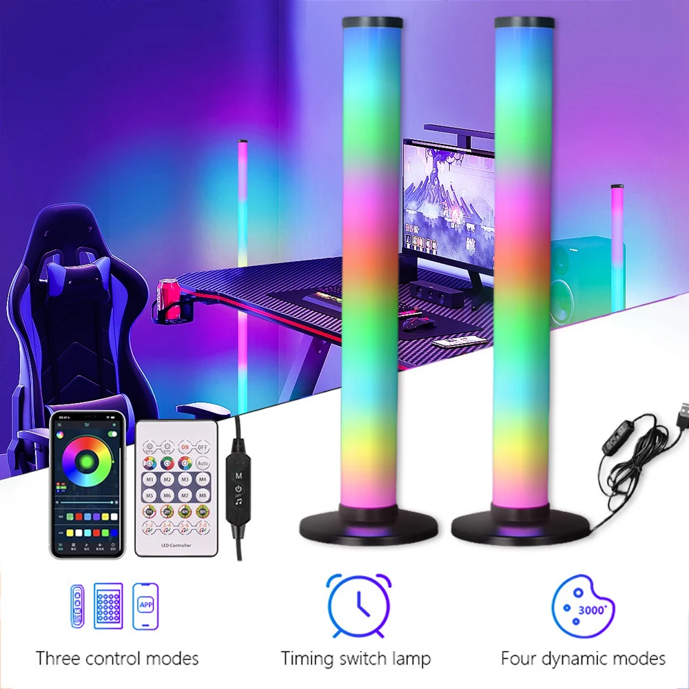 RGB Bluetooth Ambient Light Double-sided Luminous LED Desktop Lamp with 24 Key Remote Control & Smart App Control
RGB Bluetooth Ambient Light Double-sided Luminous LED Desktop Lamp with 24 Key Remote Control & Smart App Control
