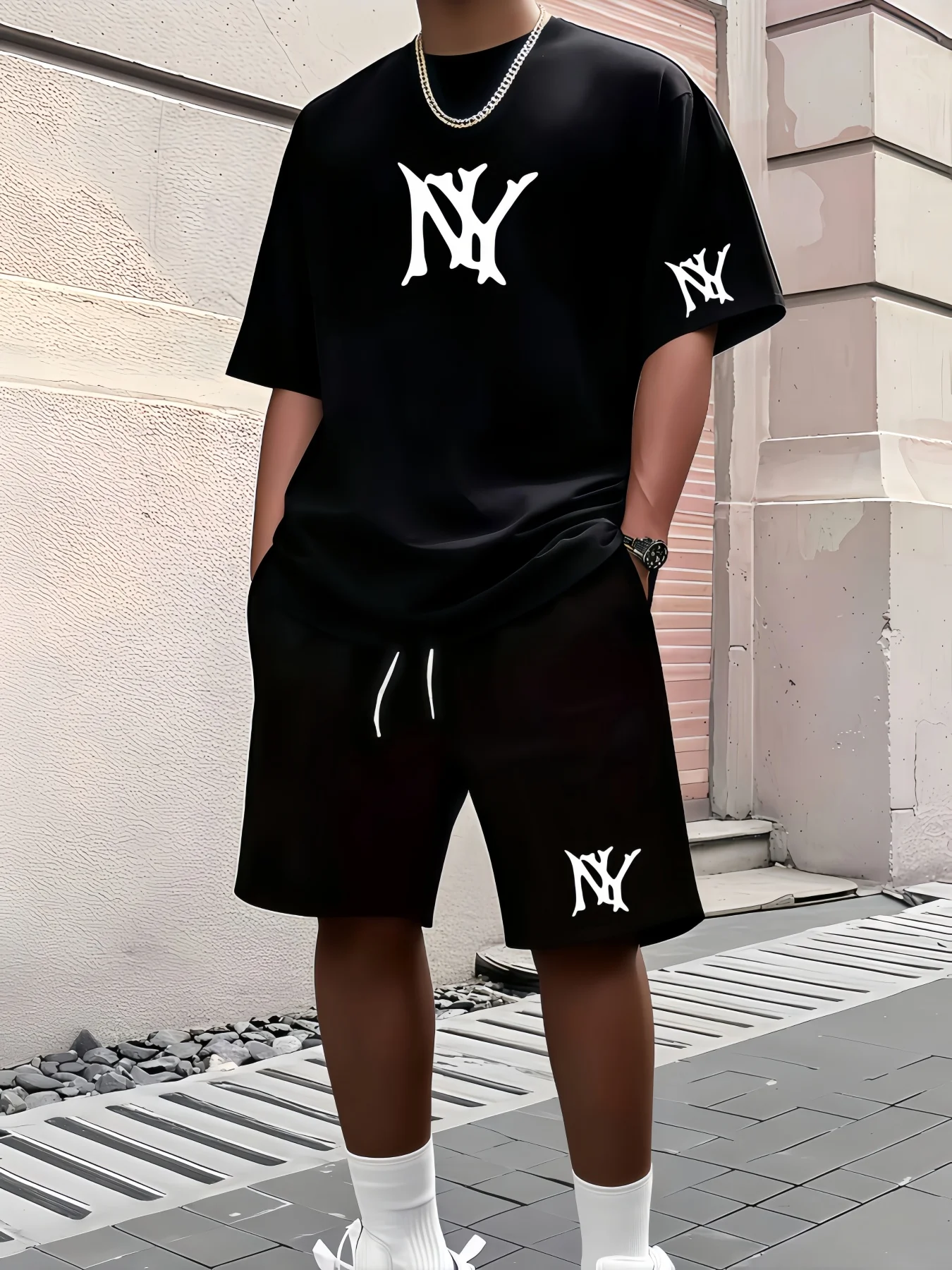 2026 Summer New Men's Black New York NY Print Casual Shorts Y2K Oversized Casual Suit Suitable for Daily and Training Wear
2026 Summer New Men's Black New York NY Print Casual Shorts Y2K Oversized Casual Suit Suitable for Daily and Training Wear