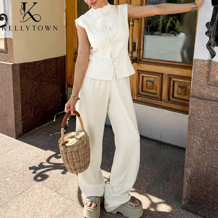 2026 Casual Chic Women Linen Set Women Frog Button Tank Top High Waist Pant Suits Chinese Style Solid 2 Piece Sets Women Outfits
2026 Casual Chic Women Linen Set Women Frog Button Tank Top High Waist Pant Suits Chinese Style Solid 2 Piece Sets Women Outfits