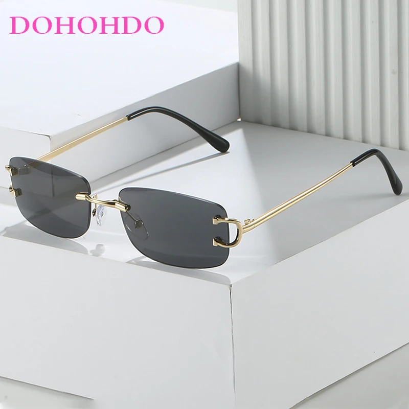 Luxury Metal Rimless Rectangle Sunglasses Women Men Outdoor Fashion Designer Eyeglasses Summer Traveling Driving Shades UV400
Luxury Metal Rimless Rectangle Sunglasses Women Men Outdoor Fashion Designer Eyeglasses Summer Traveling Driving Shades UV400