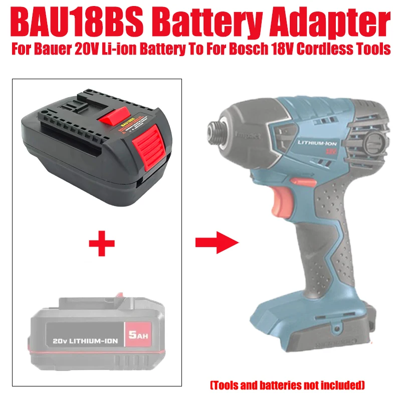 For Bosch 18V Tools BAU18BS Battery Adapter for Bauer 20V Li-ion Batteries To for Bosch 18V Li-ion Battery Power Tools Drills
For Bosch 18V Tools BAU18BS Battery Adapter for Bauer 20V Li-ion Batteries To for Bosch 18V Li-ion Battery Power Tools Drills