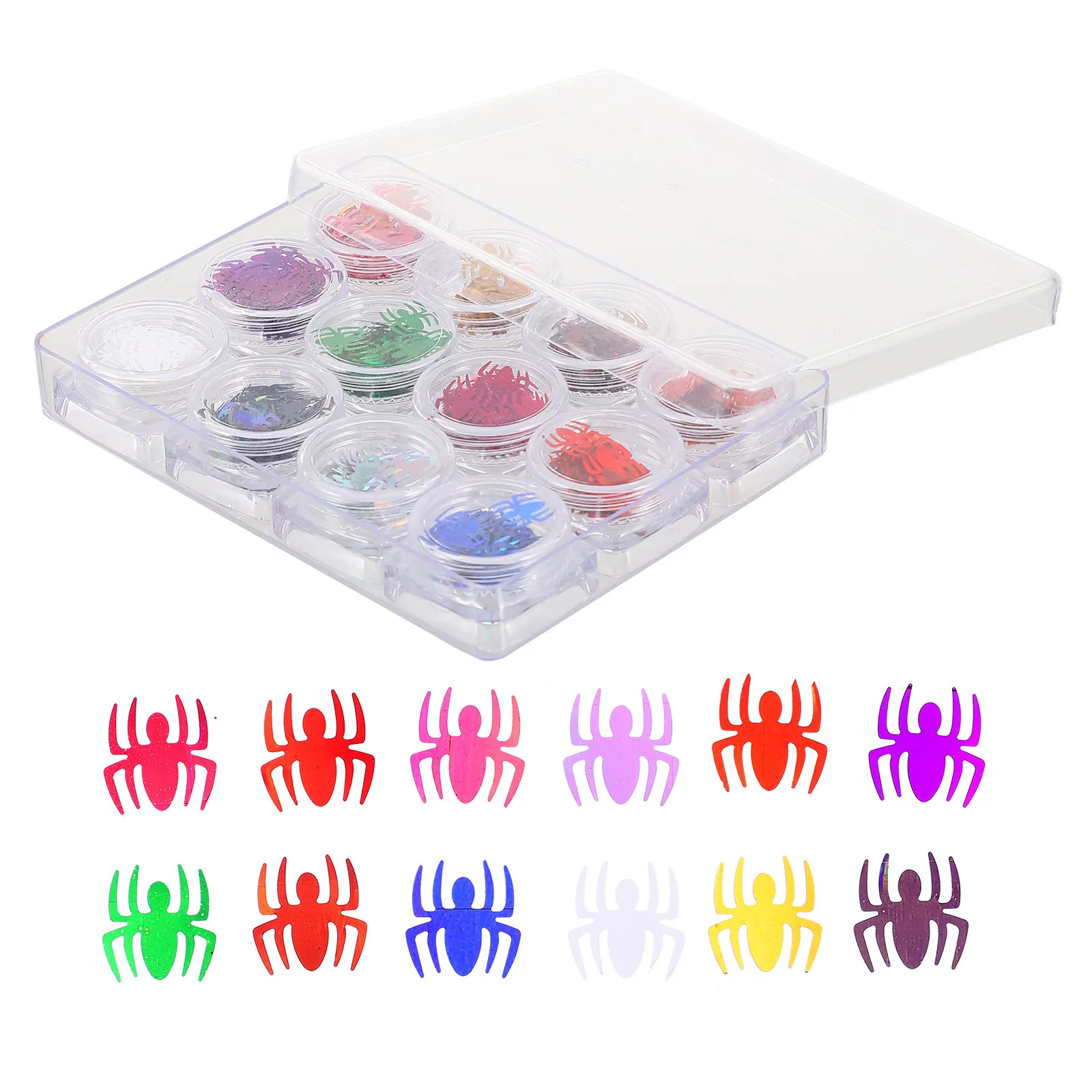 12 Boxes Sticky Spider Sequins for Nail Art Halloween Decor Bright Shiny Colors Manicure Craft Supplies DIY Decoration
12 Boxes Sticky Spider Sequins for Nail Art Halloween Decor Bright Shiny Colors Manicure Craft Supplies DIY Decoration