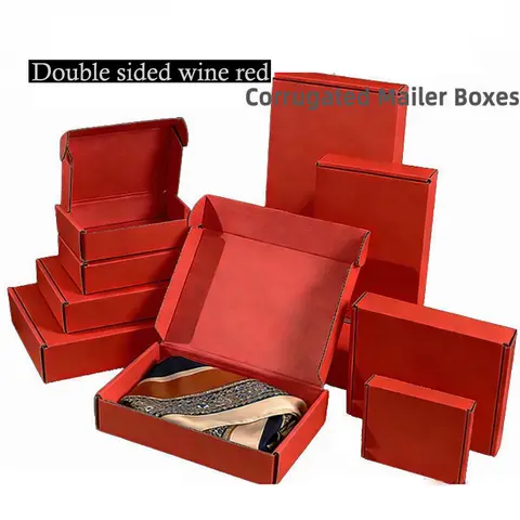 10Pcs Cardboard Airplane Boxes Burgundy Paper Gift Box Clothing Packaging Corrugated Carton Box Wedding Decor Gift Box
