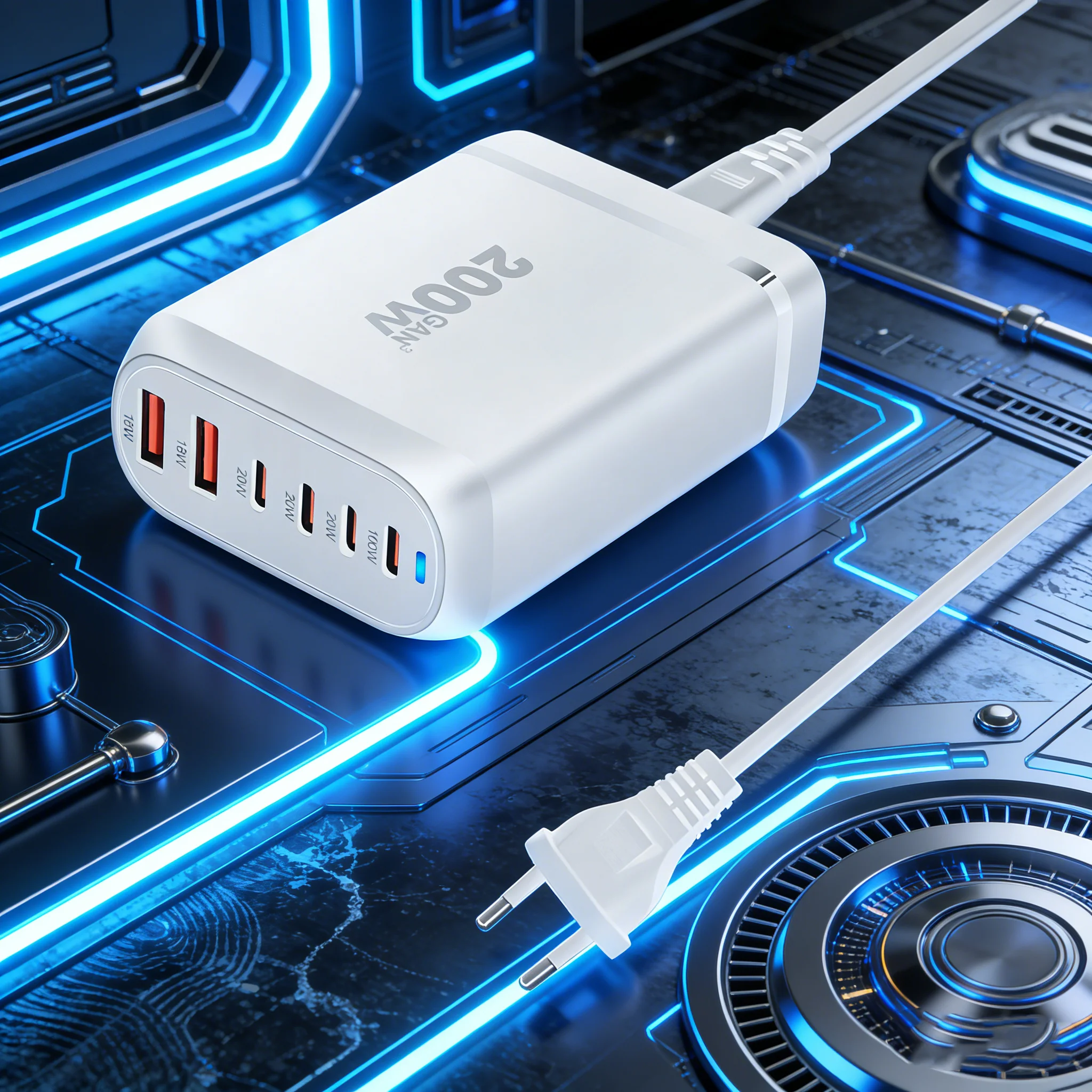 200W 6-port GaN ³ multifunctional PD charger, supporting iPhone 17, smartwatch, MacBook, SamsungGalaxy, Dell, HP, Huawei, Xiaomi
200W 6-port GaN ³ multifunctional PD charger, supporting iPhone 17, smartwatch, MacBook, SamsungGalaxy, Dell, HP, Huawei, Xiaomi