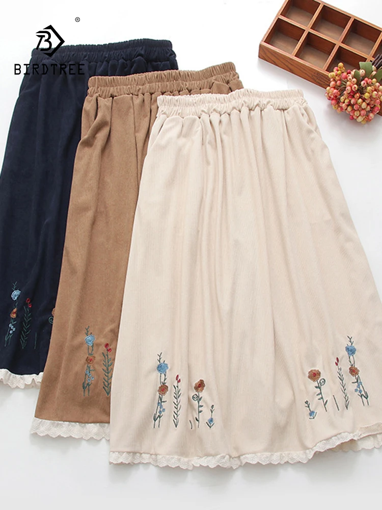 New 2025 Spring Corduroy Skirt, Women Elastic Waist Embroidery Ruffles, Mori Girl Vintage Sweet Chic Loose A-line Skirt B53123CC
New 2025 Spring Corduroy Skirt, Women Elastic Waist Embroidery Ruffles, Mori Girl Vintage Sweet Chic Loose A-line Skirt B53123CC