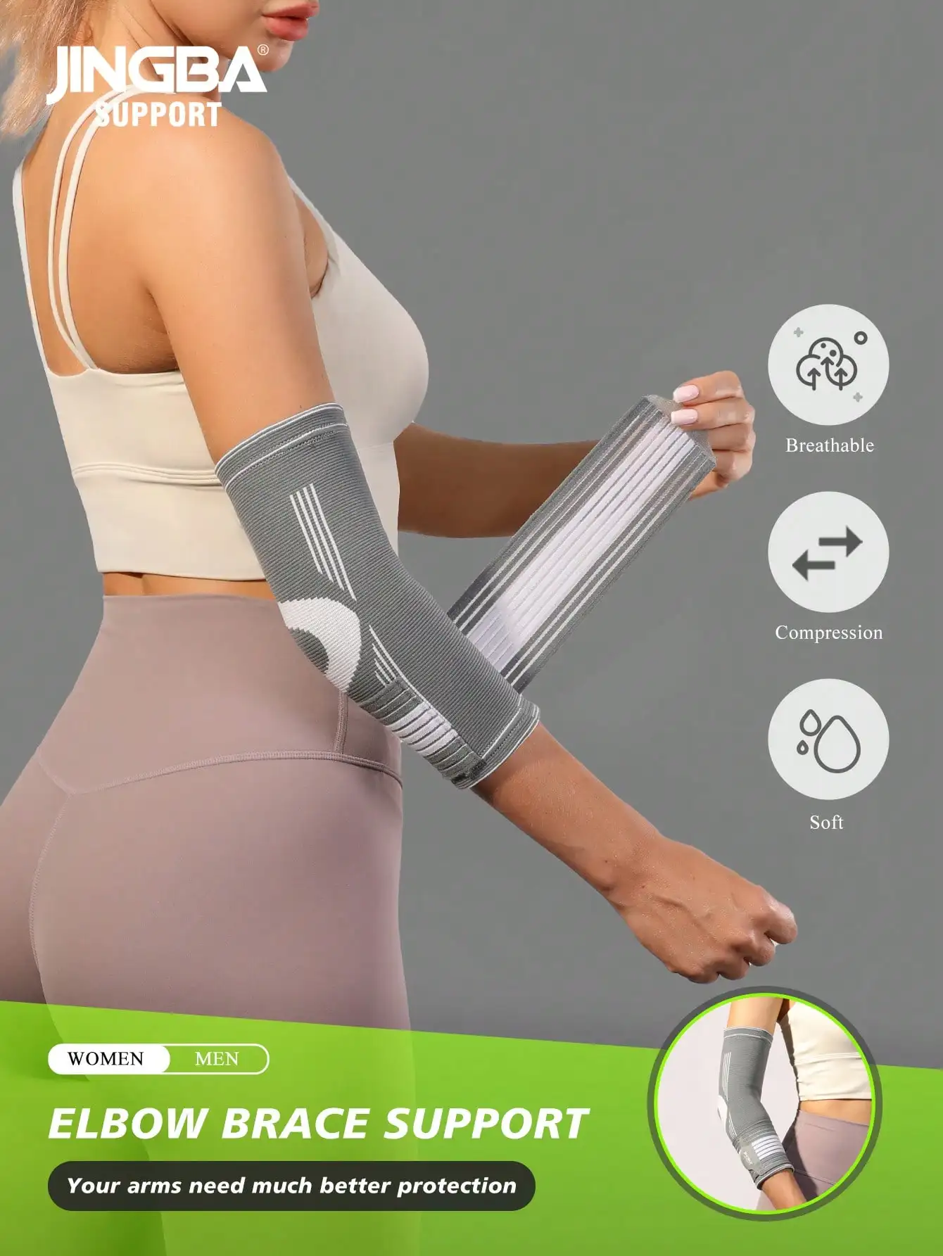 JINGBA SUPPORT 1 Piece Adjustable Elbow Support Brace With Strap – Compression Sleeve For Sports, Weightlifting, And Daily Use For Women Men
JINGBA SUPPORT 1 Piece Adjustable Elbow Support Brace With Strap – Compression Sleeve For Sports, Weightlifting, And Daily Use For Women Men