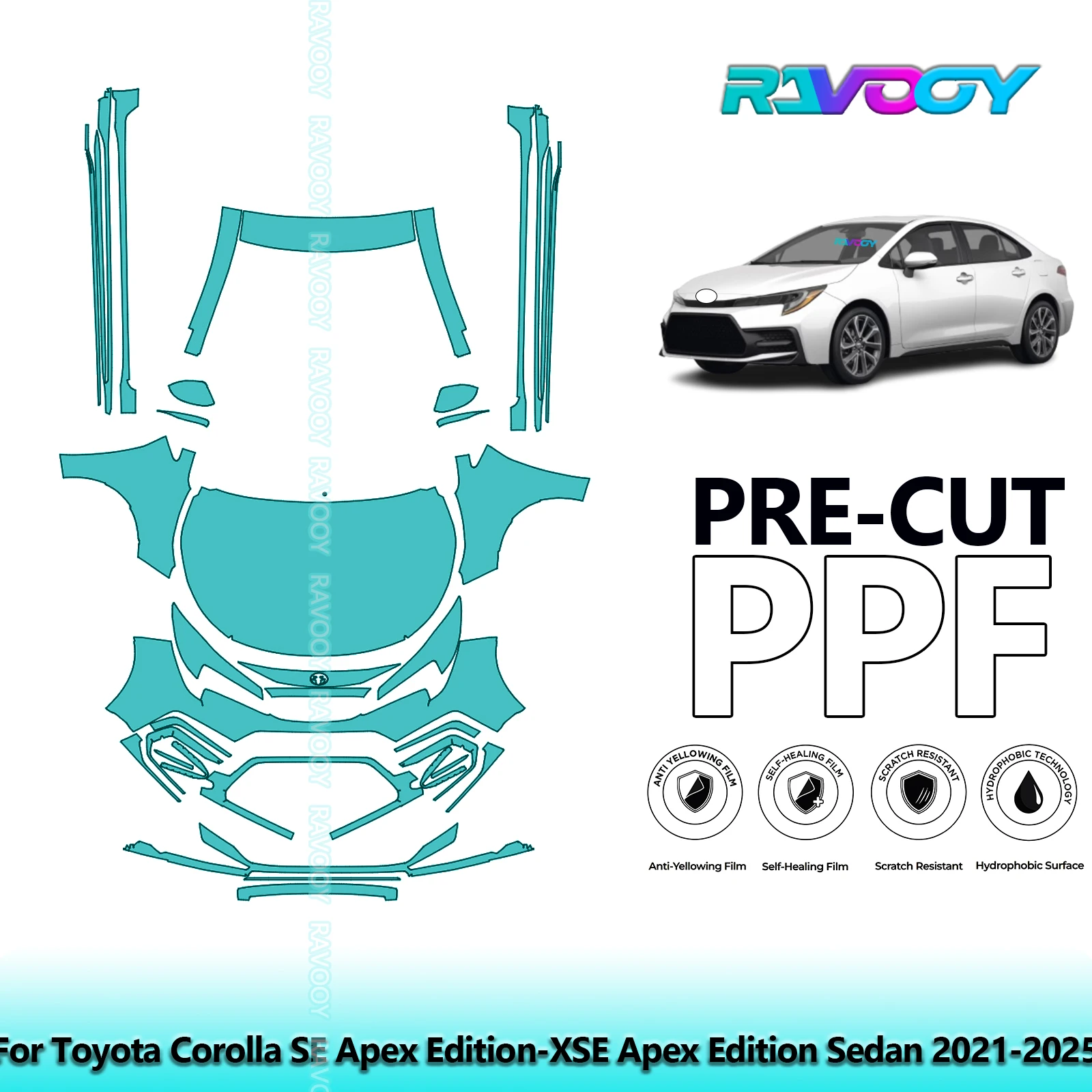 8.5Mil Precut Paint Protection Film PPF Clear Bra Front Kit+Rockers For Toyota Corolla XSE Apex Edition Sedan 2021-2025
8.5Mil Precut Paint Protection Film PPF Clear Bra Front Kit+Rockers For Toyota Corolla XSE Apex Edition Sedan 2021-2025