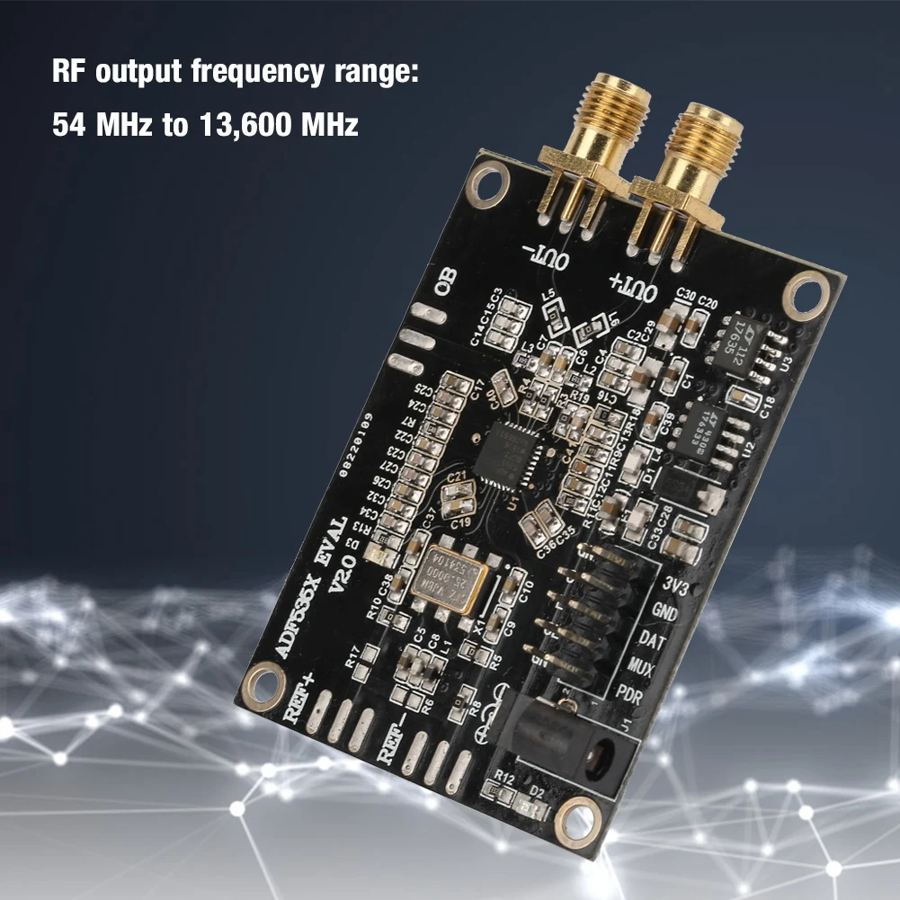 ADF5355 PhasE locked loop RF output 54M-13.6G Development Board PLL VCO
ADF5355 PhasE locked loop RF output 54M-13.6G Development Board PLL VCO