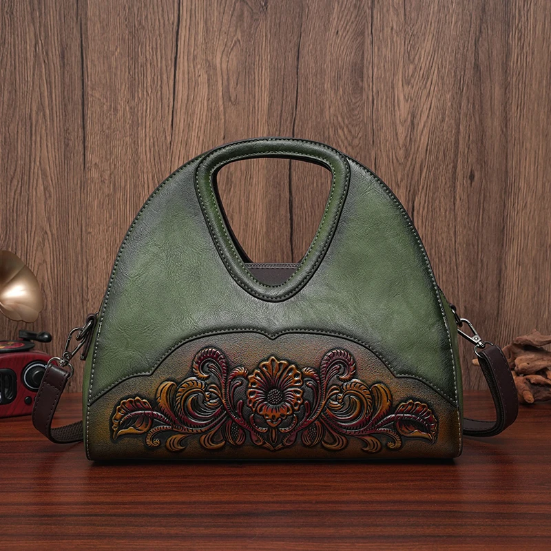 Women Leather Handbag Fashion Embossed Bag Retro Style Bag Daily Use Bag Floral Pattern Design Unique Handle Design
Women Leather Handbag Fashion Embossed Bag Retro Style Bag Daily Use Bag Floral Pattern Design Unique Handle Design