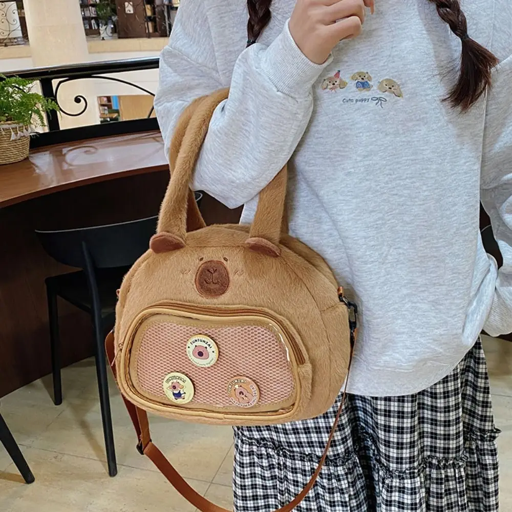 With Badge Capybara Plush Crossbody Bag Handheld Transparent Layer Capybara Plush Backpack Fashion Cute Capacity Ita Bag
With Badge Capybara Plush Crossbody Bag Handheld Transparent Layer Capybara Plush Backpack Fashion Cute Capacity Ita Bag