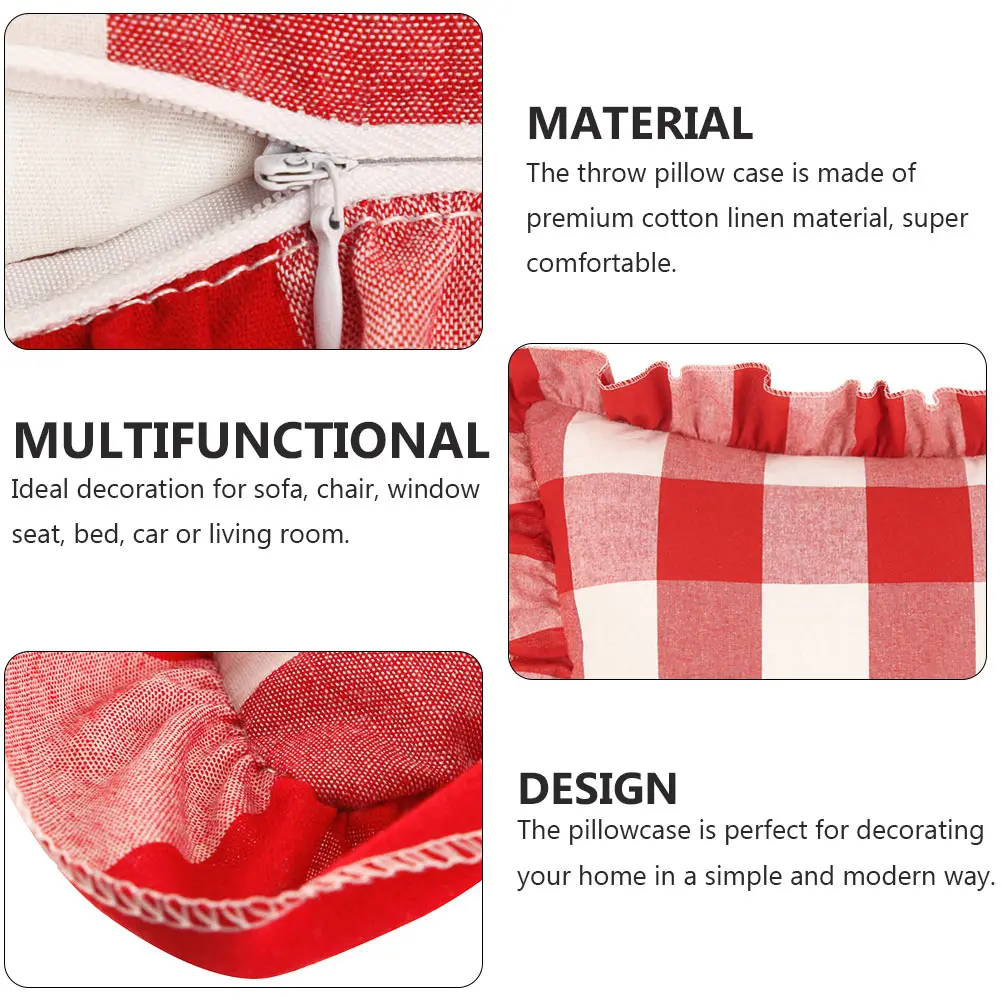 Red Cotton Linen Pillowcase Ruffle Decorative Cushion Cover Plaid Printed Sofa Home Decor Fine Workmanship Invisible Zipper
Red Cotton Linen Pillowcase Ruffle Decorative Cushion Cover Plaid Printed Sofa Home Decor Fine Workmanship Invisible Zipper