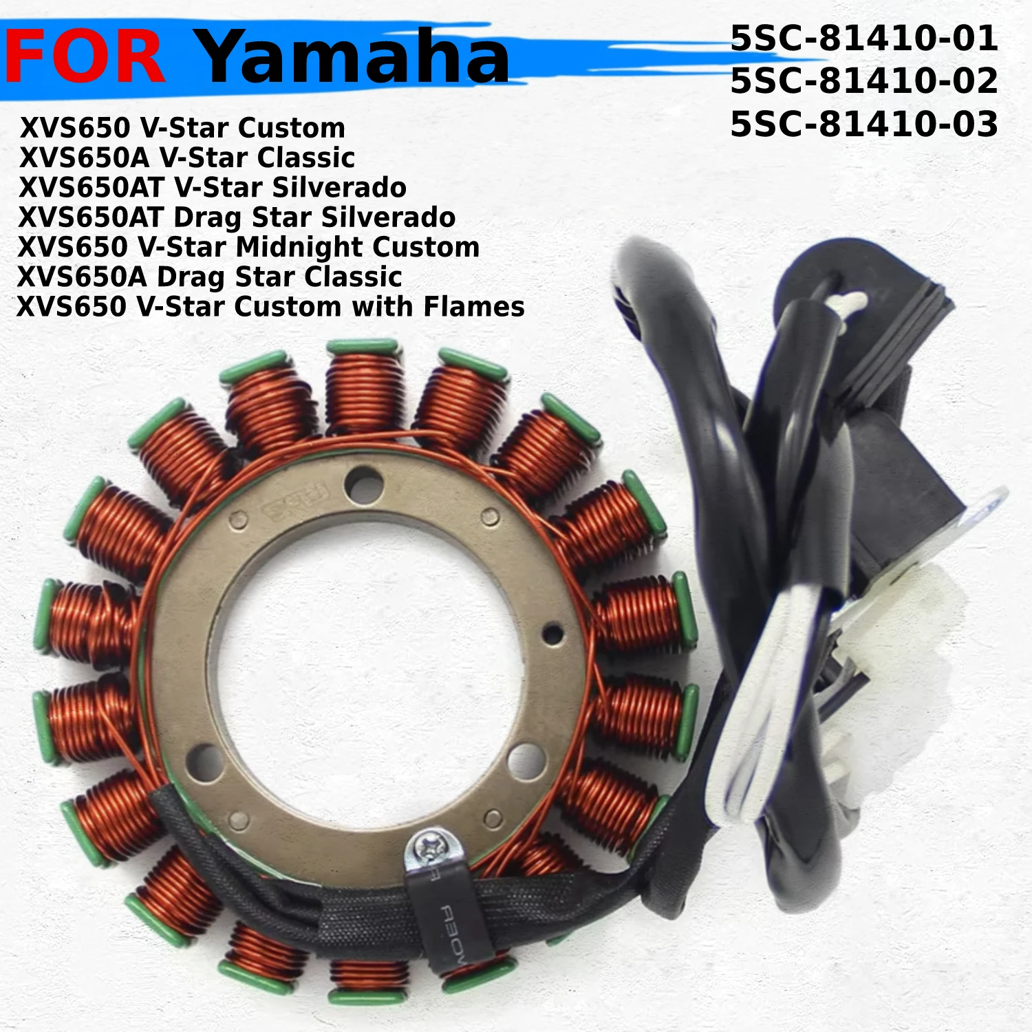 For Yamaha XVS650 / XVS650A / XVS650AT V-Star Midnight Custom Drag Star Classic Silverado 5SC-81410-01 Motorcycle Ignition Coil
For Yamaha XVS650 / XVS650A / XVS650AT V-Star Midnight Custom Drag Star Classic Silverado 5SC-81410-01 Motorcycle Ignition Coil