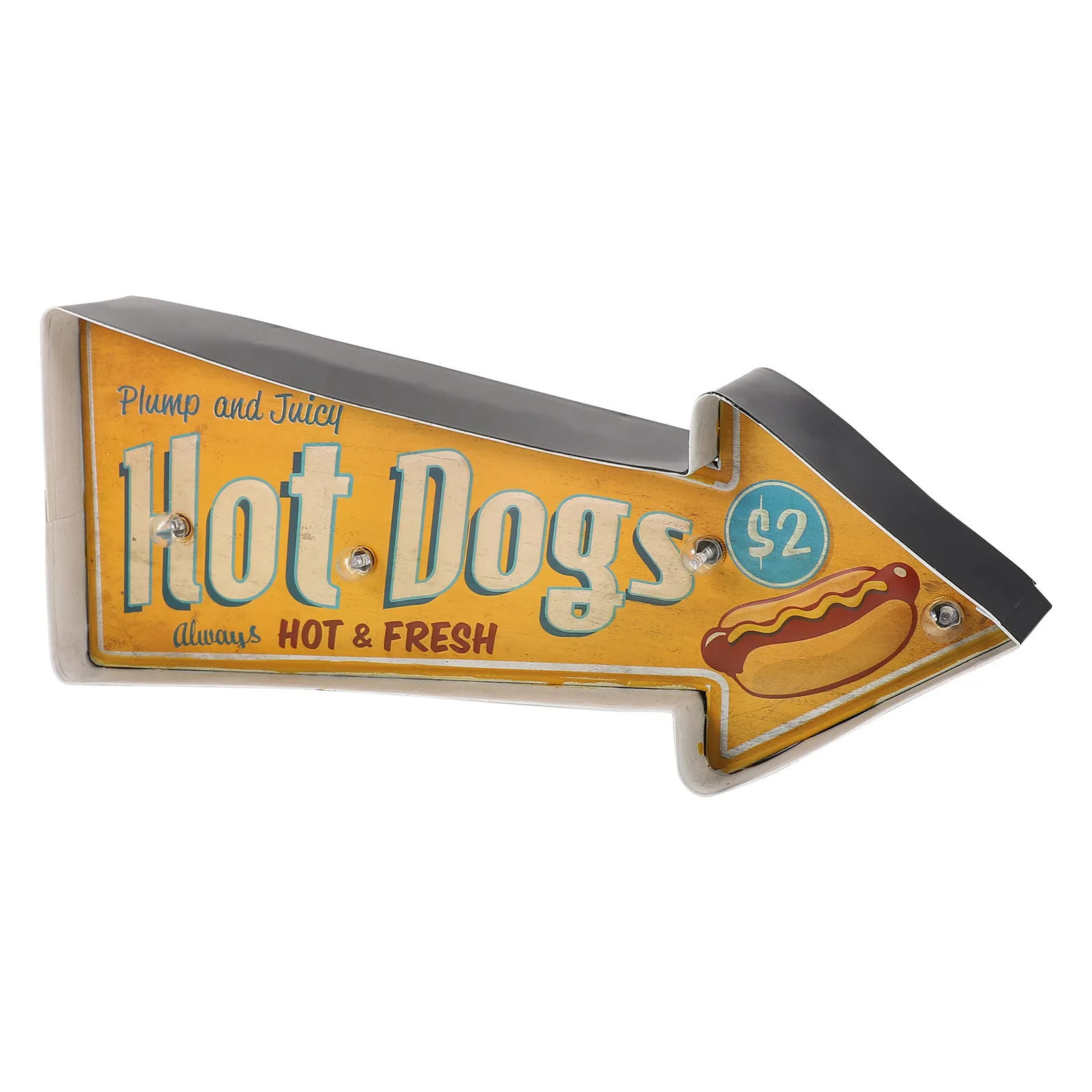 1Pcs American Retro Style Iron Hot Dog Instruction Light Board Decor Wall Sign for Restaurant Bar Shop Advertising Decorative
1Pcs American Retro Style Iron Hot Dog Instruction Light Board Decor Wall Sign for Restaurant Bar Shop Advertising Decorative
