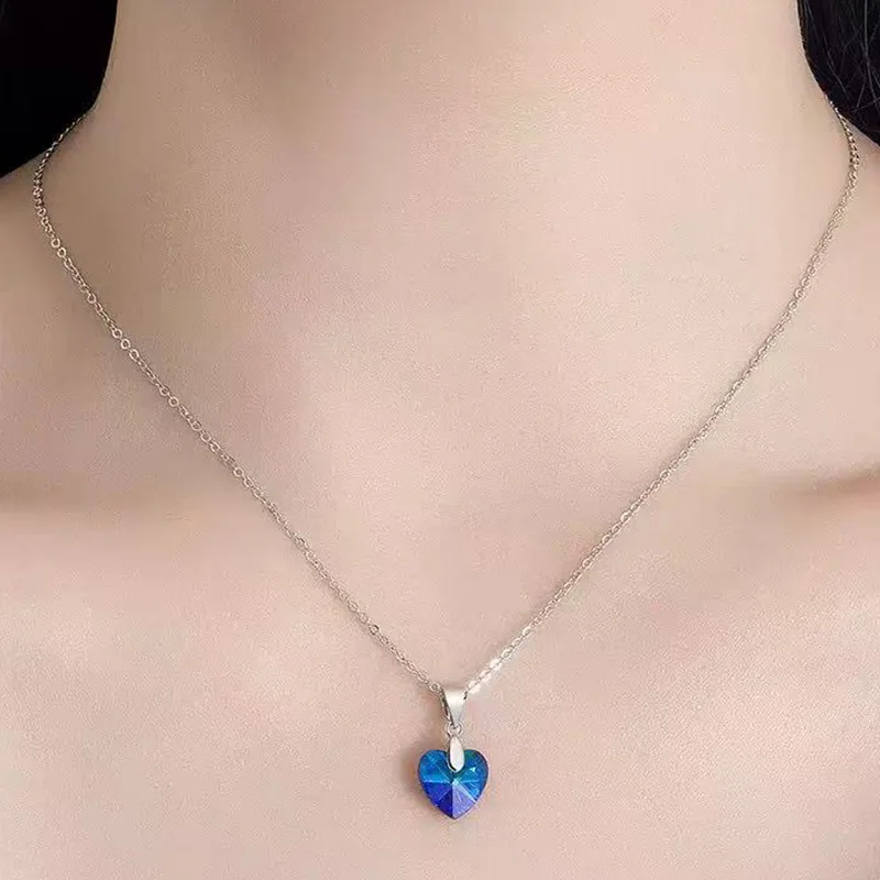 Blue Heart Shaped Zircon Pendant 925 Sterling Silver Necklace for Female Chain Sweet Cute Style Elegant Jewellery Accessories
Blue Heart Shaped Zircon Pendant 925 Sterling Silver Necklace for Female Chain Sweet Cute Style Elegant Jewellery Accessories