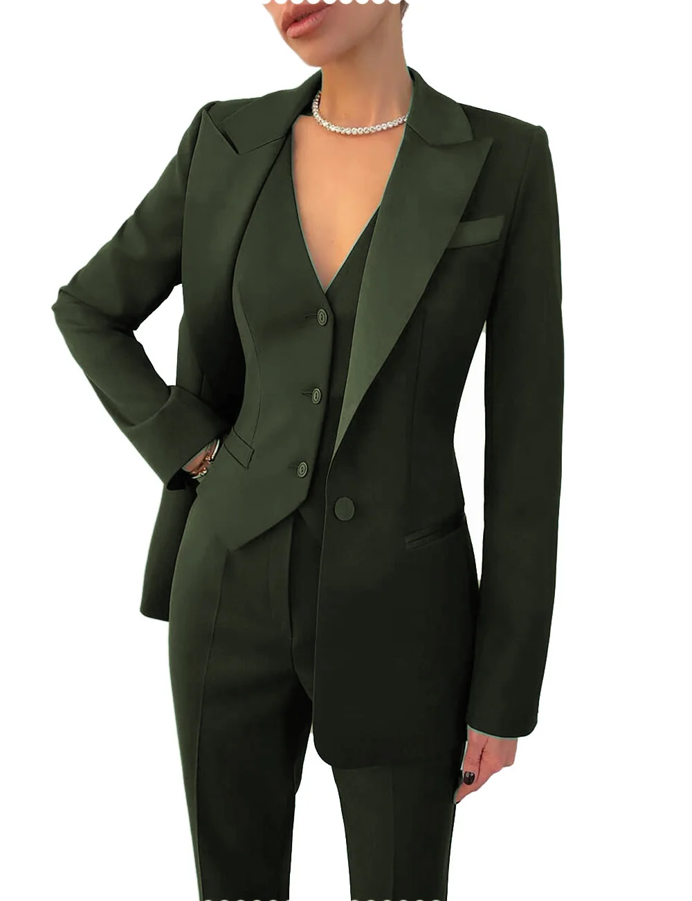 Spring Autumn Suit for Women Formal Party Wholesale Peak Collar Clothing Host Blazer Vest Pants Wedding Coat 3 Pcs
Spring Autumn Suit for Women Formal Party Wholesale Peak Collar Clothing Host Blazer Vest Pants Wedding Coat 3 Pcs