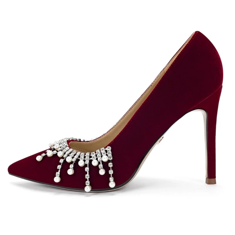 Женские пикантные туфли-лодочки на высоком каблуке со стразами и бусинами, модные бархатные элегантные туфли-лодочки для банкета и свадьбы, женские таконы
Женские пикантные туфли-лодочки на высоком каблуке со стразами и бусинами, модные бархатные элегантные туфли-лодочки для банкета и свадьбы, женские таконы