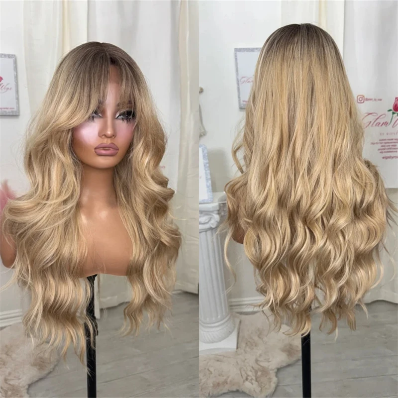 Top HD Glueless Wig Ombre Golden Blonde Balayage Highlights Synthetic Wig with Bangs Long Body Wave Wig Daily Party Cosplay Use
Top HD Glueless Wig Ombre Golden Blonde Balayage Highlights Synthetic Wig with Bangs Long Body Wave Wig Daily Party Cosplay Use