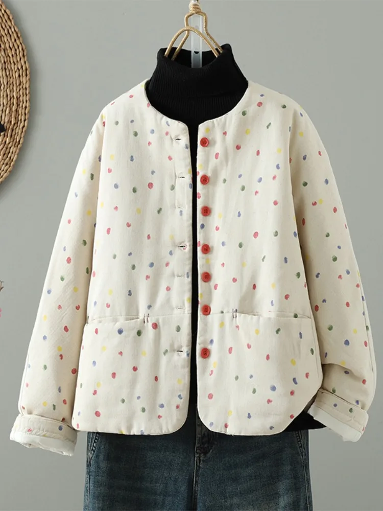 Шикарное женское зимнее свободное домашнее хлопковое пальто Ne Jaet в горошек в стиле ретро, длинное ватное пальто на одной пуговице
Шикарное женское зимнее свободное домашнее хлопковое пальто Ne Jaet в горошек в стиле ретро, длинное ватное пальто на одной пуговице