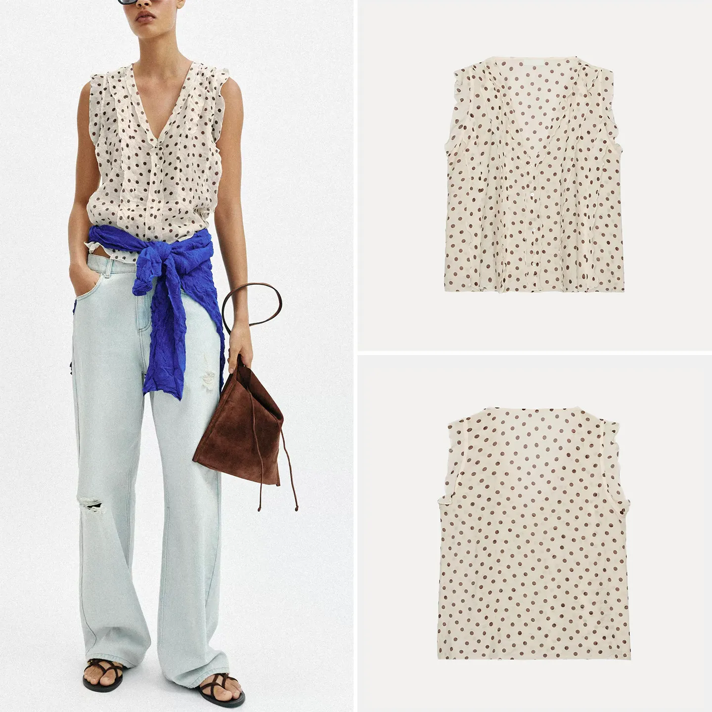 Women's Summer Fashion Print Sleeveless V-neck Layered Polka Dot Shirt Loose Fit European Style 2026 New Arrival
Women's Summer Fashion Print Sleeveless V-neck Layered Polka Dot Shirt Loose Fit European Style 2026 New Arrival