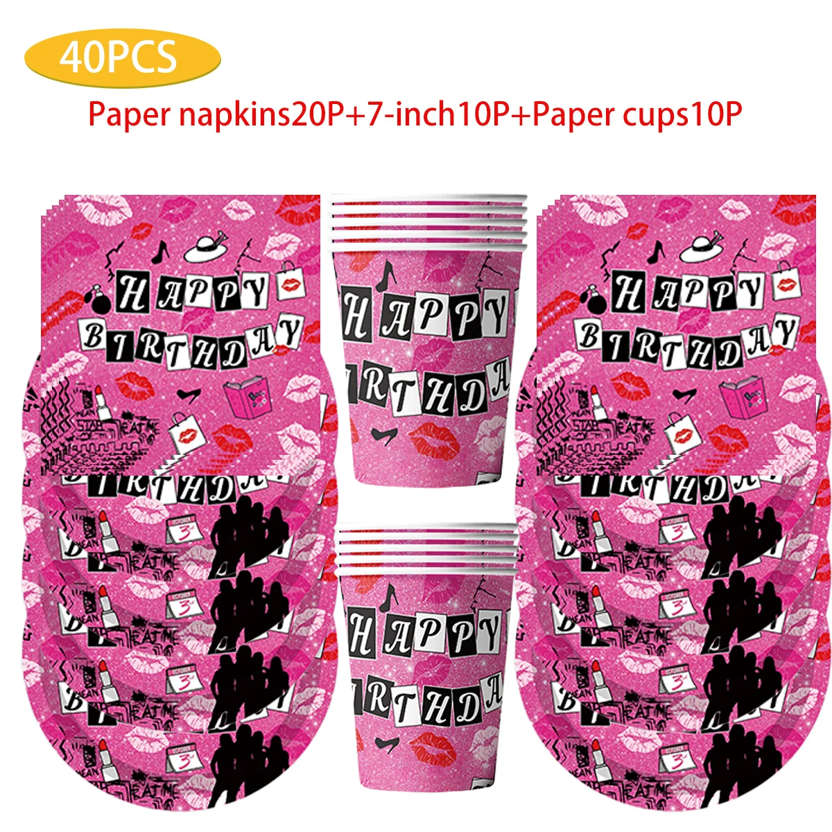 Mean Pink Disposable Tableware Set for Girls, Birthday Party Decoration, Shower Decorations, Napkin, Cup, Plate, Children
Mean Pink Disposable Tableware Set for Girls, Birthday Party Decoration, Shower Decorations, Napkin, Cup, Plate, Children