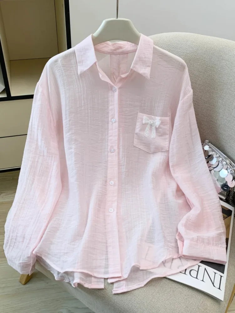 Pink Back Cross Tie Long Sleeve Sun Protection Shirt Women's Summer New Unique Beautiful Thin Collar Stand up Top
Pink Back Cross Tie Long Sleeve Sun Protection Shirt Women's Summer New Unique Beautiful Thin Collar Stand up Top