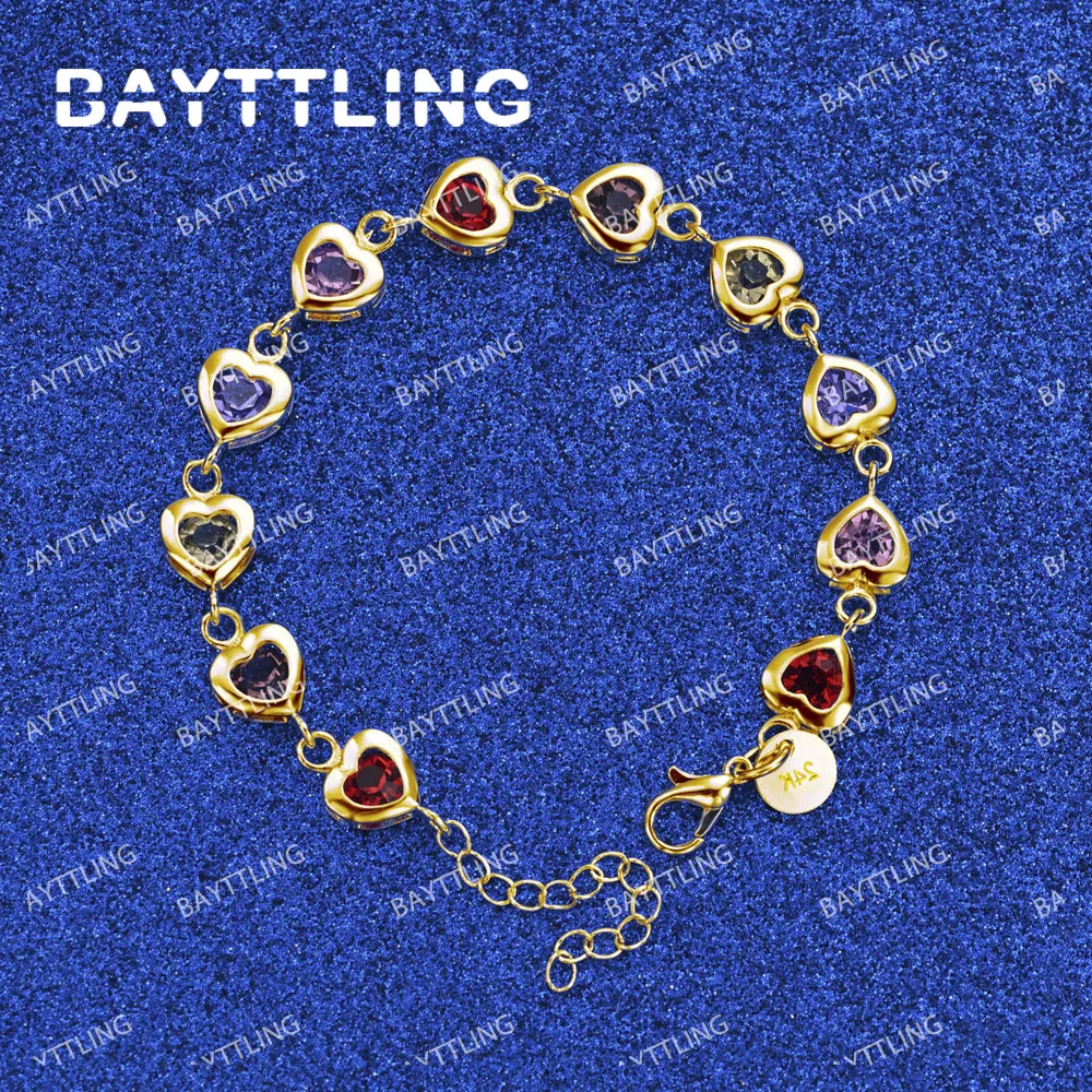 925 Sterling Silver 18K Gold 8 Inches Fine Colorful Heart Zircon Bracelet For Women Fashion Punk Party Jewelry Gift
925 Sterling Silver 18K Gold 8 Inches Fine Colorful Heart Zircon Bracelet For Women Fashion Punk Party Jewelry Gift