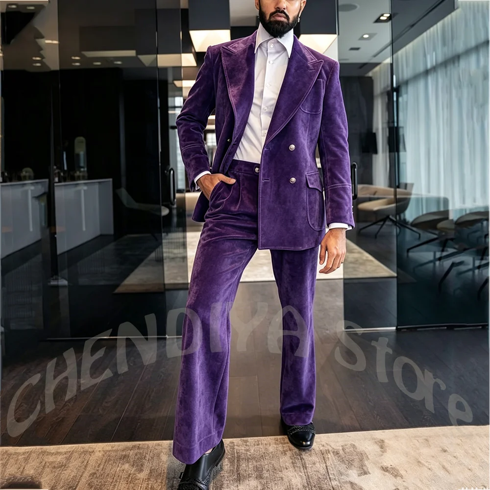Purple Velvet Men's 2 Piece Suit Double Breasted Straight Fit Formal Luxury Outfit Prom Party Events Weddings Set Customized
Purple Velvet Men's 2 Piece Suit Double Breasted Straight Fit Formal Luxury Outfit Prom Party Events Weddings Set Customized