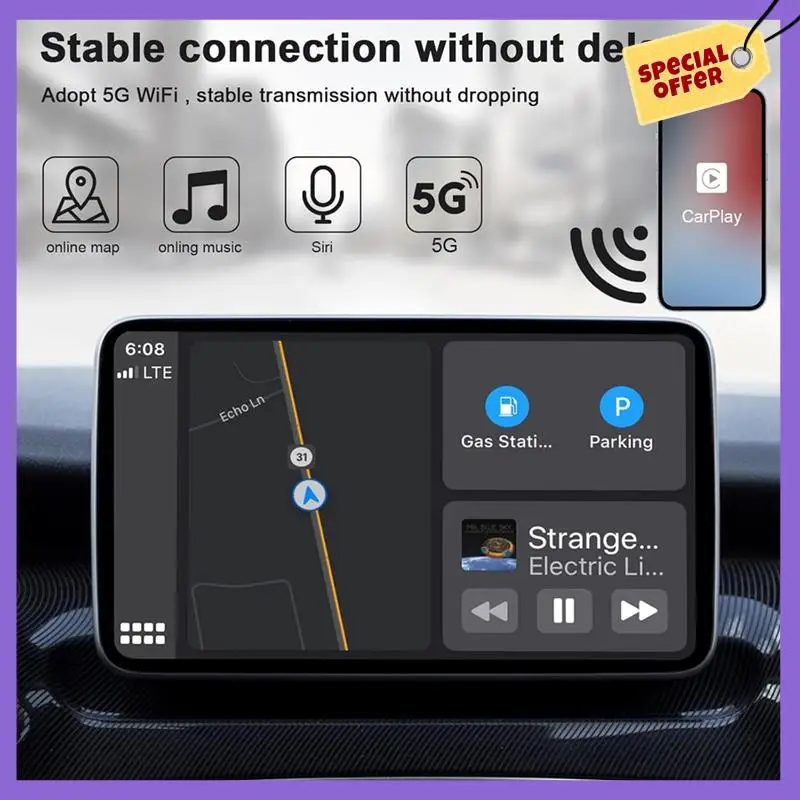 -A96Z Wireless Carplay Adapter, Easy Plug & Play Converts Wired Carplay To Wireless,Convert Wired To Wireless Carplay Dongl
-A96Z Wireless Carplay Adapter, Easy Plug & Play Converts Wired Carplay To Wireless,Convert Wired To Wireless Carplay Dongl