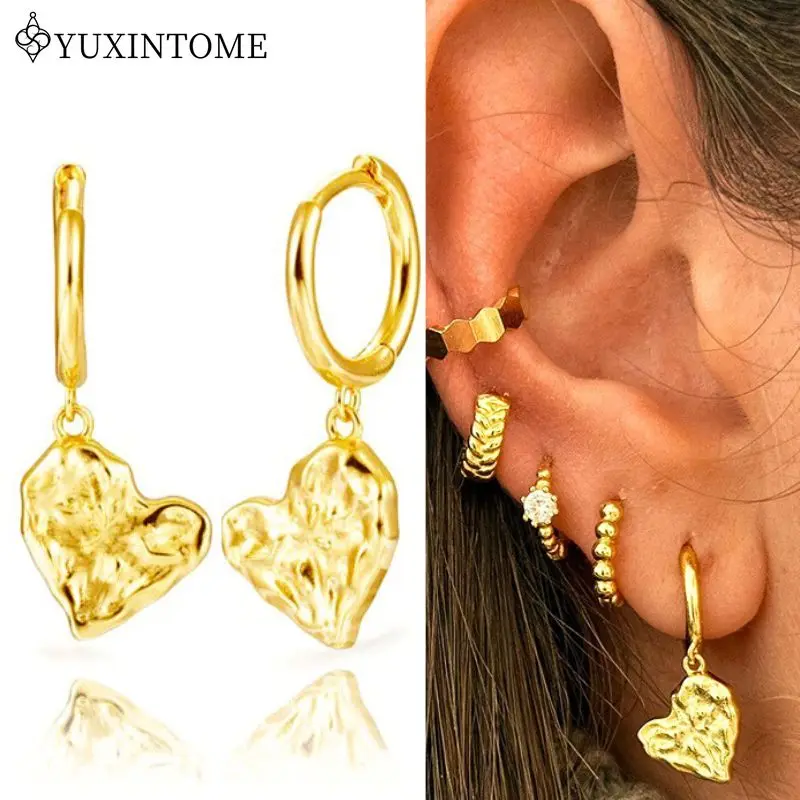 925 Sterling Silver Needle Uneven Fossil Surface Love Pendant Hoop Earrings For Women vintage Niche Earrings Fashion Jewelry
925 Sterling Silver Needle Uneven Fossil Surface Love Pendant Hoop Earrings For Women vintage Niche Earrings Fashion Jewelry