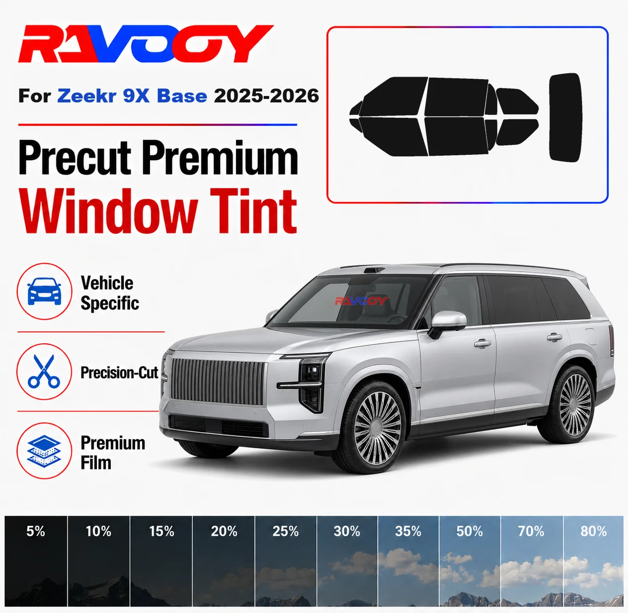 Premium Precut Window Tint Kit Front Rear Windows Rear Windshield For Zeekr 9X Base 2025-2026 Complete Set Nano Ceramic Film
Premium Precut Window Tint Kit Front Rear Windows Rear Windshield For Zeekr 9X Base 2025-2026 Complete Set Nano Ceramic Film