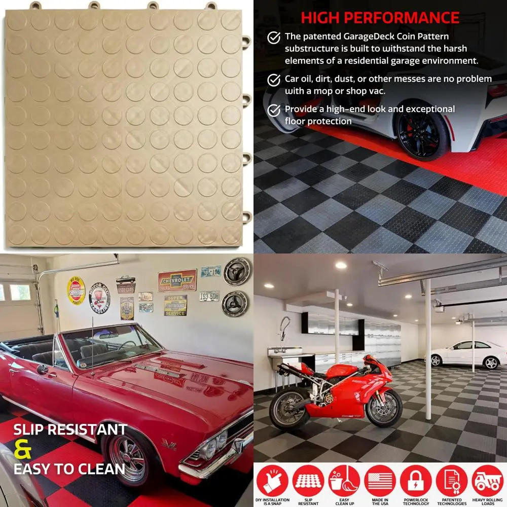 Interlocking Modular Garage Floor Tiles, Non-Slip Beige Copolymer Tiles, Durable and Easy to Install, 24-Pack of 12x12 Inch
Interlocking Modular Garage Floor Tiles, Non-Slip Beige Copolymer Tiles, Durable and Easy to Install, 24-Pack of 12x12 Inch