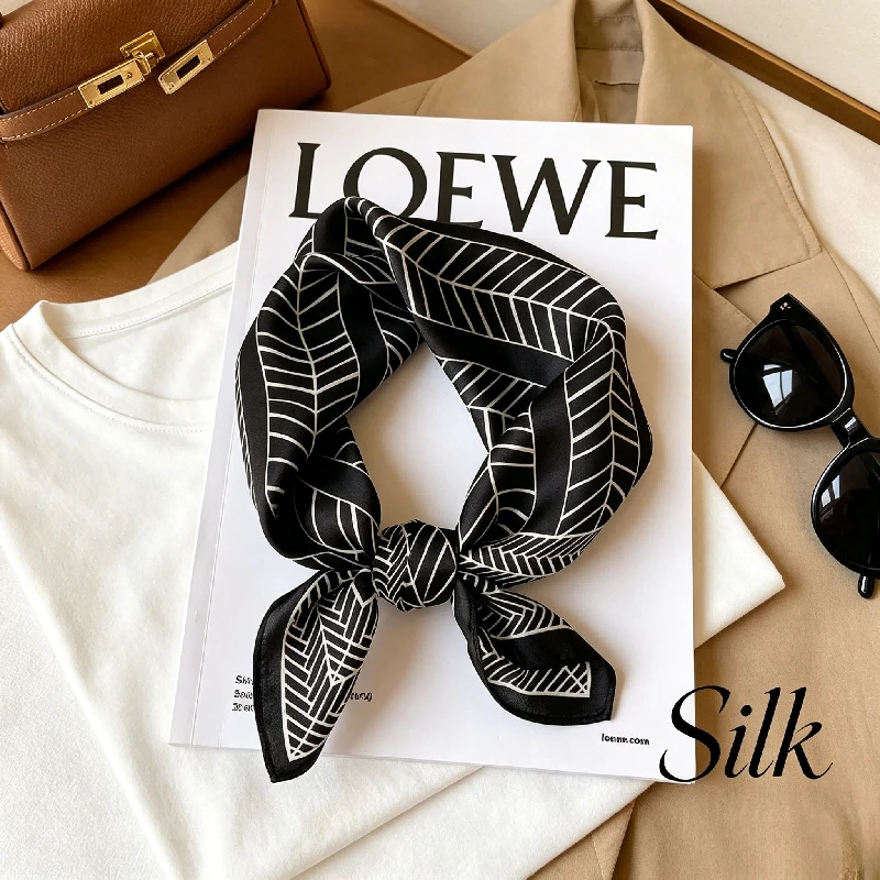 Elegant Temperament New Silk Silk Scarf Plain Crepe Satin Sunscreen Neck 53cm Small Square Scarf Exquisite Geometric Scarf
Elegant Temperament New Silk Silk Scarf Plain Crepe Satin Sunscreen Neck 53cm Small Square Scarf Exquisite Geometric Scarf