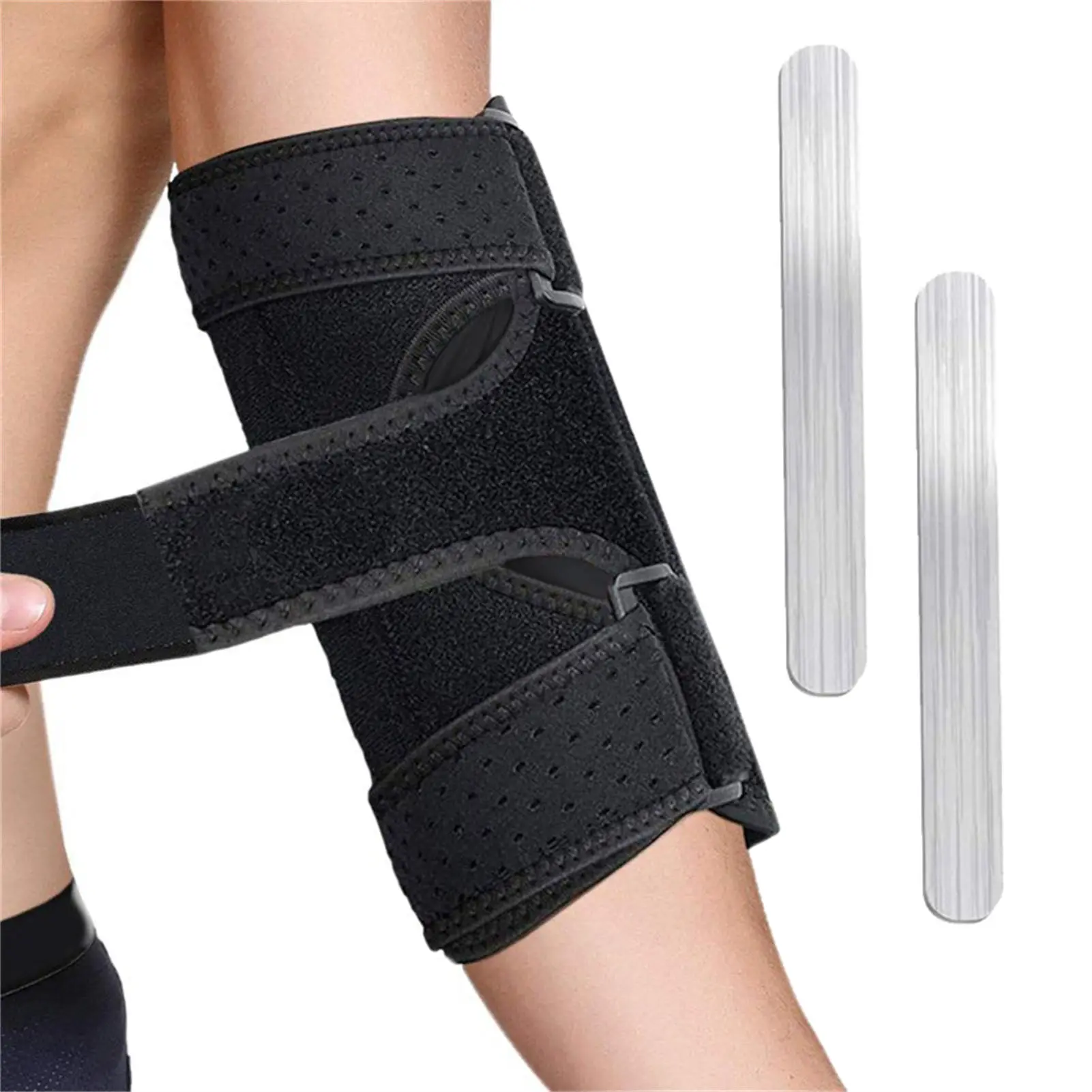 Aluminum Support Elbow Brace With Detachable Adjustable Straps Shock Absorbing Padding For Basketball Soccer Cycling Athletes
Aluminum Support Elbow Brace With Detachable Adjustable Straps Shock Absorbing Padding For Basketball Soccer Cycling Athletes