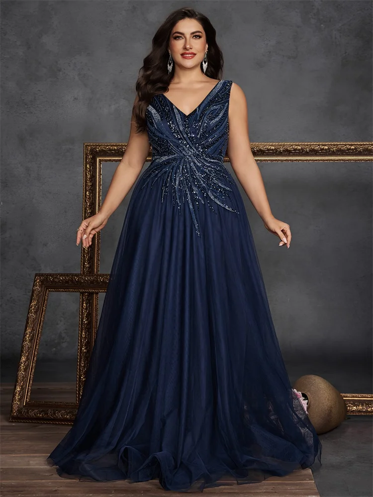 Lucyinlove Plus Size Luxury Sequins V-neck Evening Dresses 2025 Elegant Sleeveless Formal Prom Wedding Party Cocktail Gowns
Lucyinlove Plus Size Luxury Sequins V-neck Evening Dresses 2025 Elegant Sleeveless Formal Prom Wedding Party Cocktail Gowns