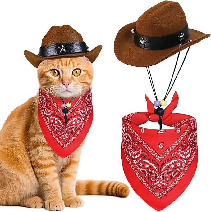 Cowboy Hat Set Halloween Christmas Scarf West Accessories for Cats Dogs Party Festival Daily Wearing Brown Five-pointed Star Hat
Cowboy Hat Set Halloween Christmas Scarf West Accessories for Cats Dogs Party Festival Daily Wearing Brown Five-pointed Star Hat