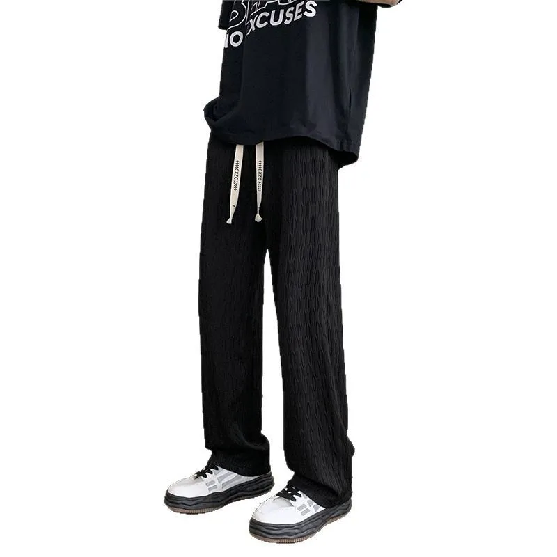 Textured Trendy Brand Loose Straight Wide-leg Pants New Style Men's Casual Trousers Draped Ice Silk Summer
Textured Trendy Brand Loose Straight Wide-leg Pants New Style Men's Casual Trousers Draped Ice Silk Summer
