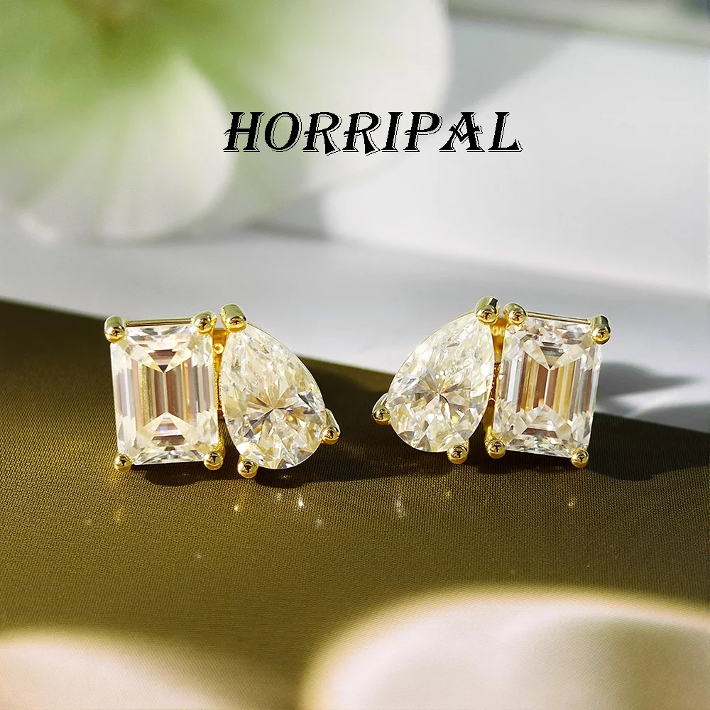 HORRIPAL D VVS1 Emerald & Pear Cut Moissanite Stud Earrings GRA Certified S925 Sterling Silver Women's Wedding Gift Fine Jewelry
HORRIPAL D VVS1 Emerald & Pear Cut Moissanite Stud Earrings GRA Certified S925 Sterling Silver Women's Wedding Gift Fine Jewelry